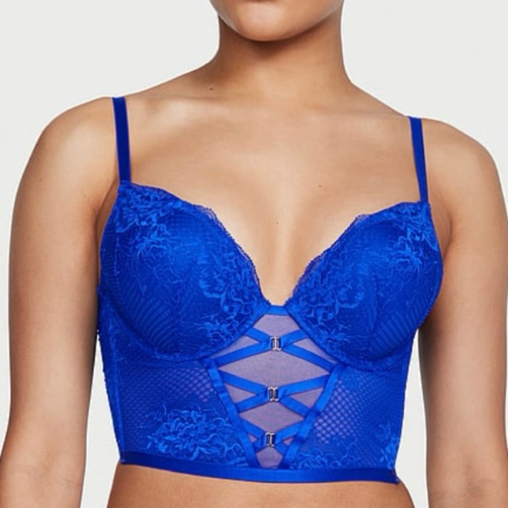 Victoria’s Secret Bombshell Blue Fishnet Push Up Corset Top | 32B